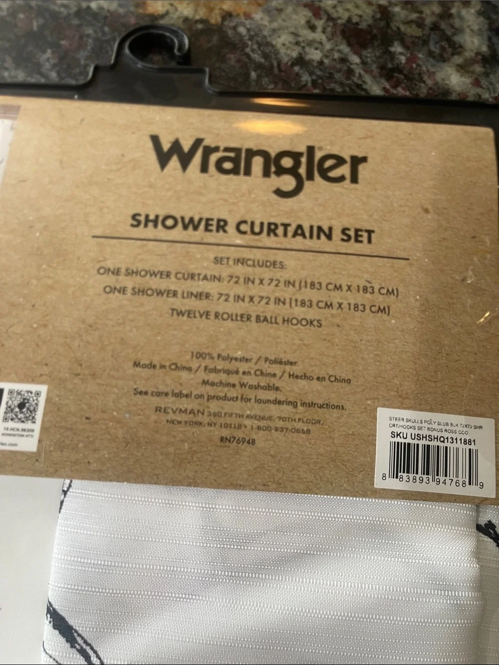 Wrangler White Shower Curtain Set with Black Accent